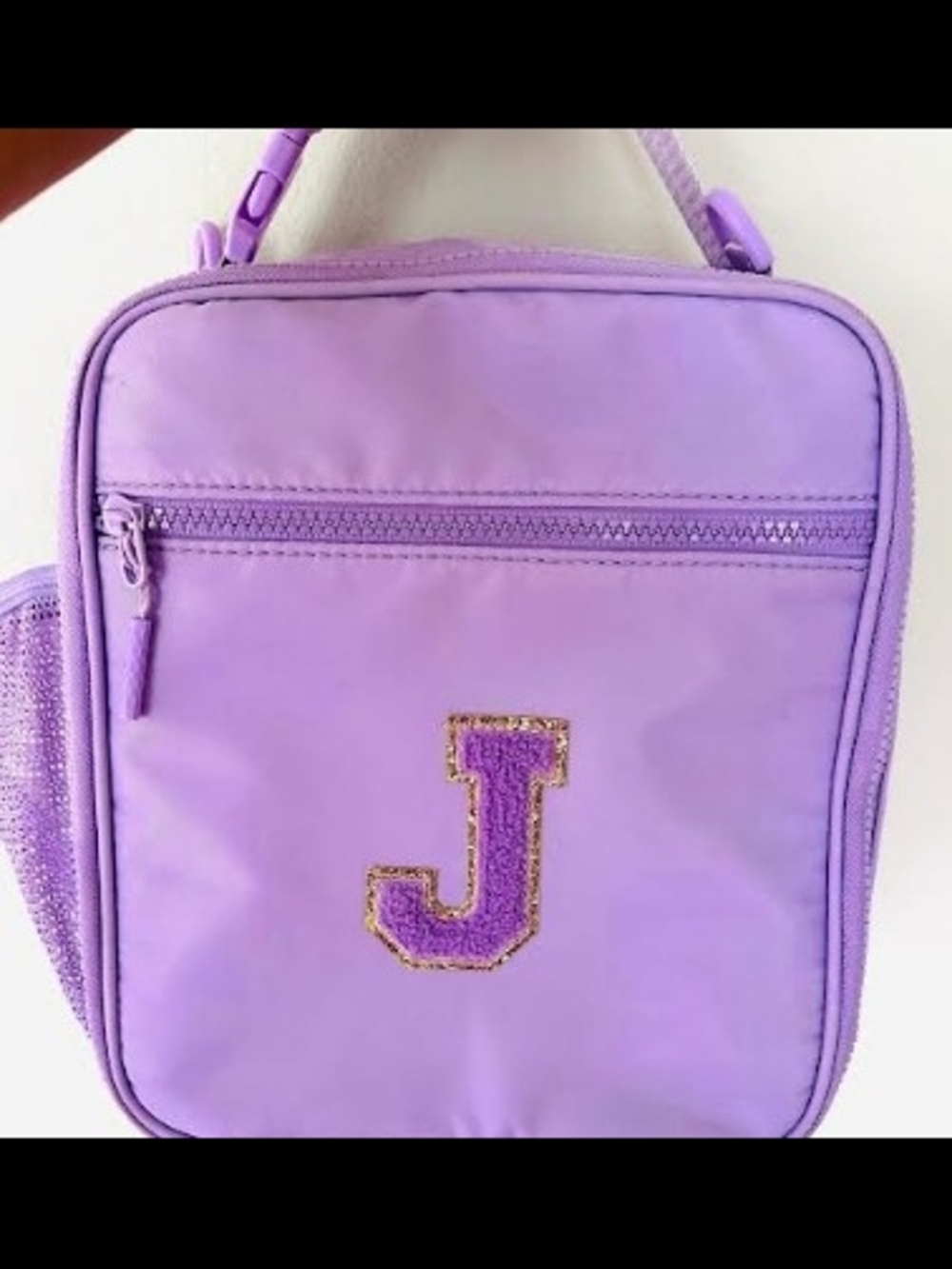 Lavender Monogram 'J' Girls Lunchbag